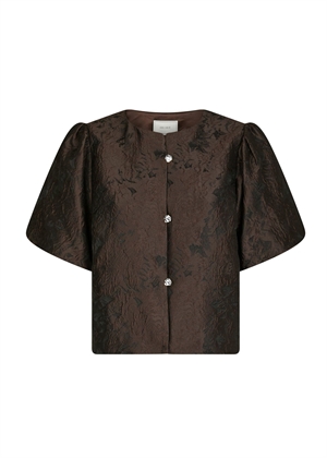 Aisa brocade bluse Mørkebrun Neo Noir 